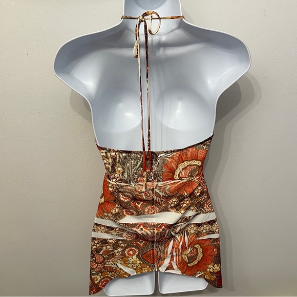 Y2K Rave halter Top 2000’s Brittney spears Vibes Floral Orange - Picture 2 of 6